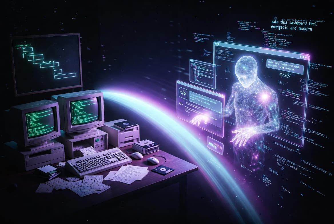Software developer coding at a workstation